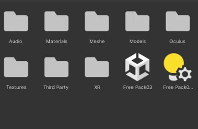 Image de la nomenclature des fichiers du projet Unity