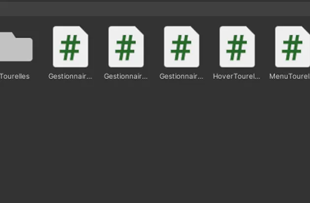 Image des fichiers scripts du projet Unity